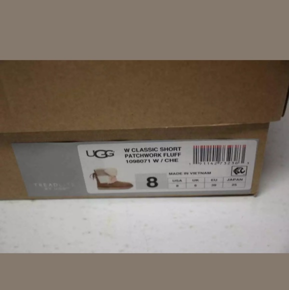 UGG Classic Patchwork Fluff Boot Chestnut Sz 8 - Picture 7 of 8